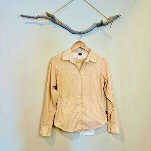 Patagonia Orange Striped Snap Front Shirt